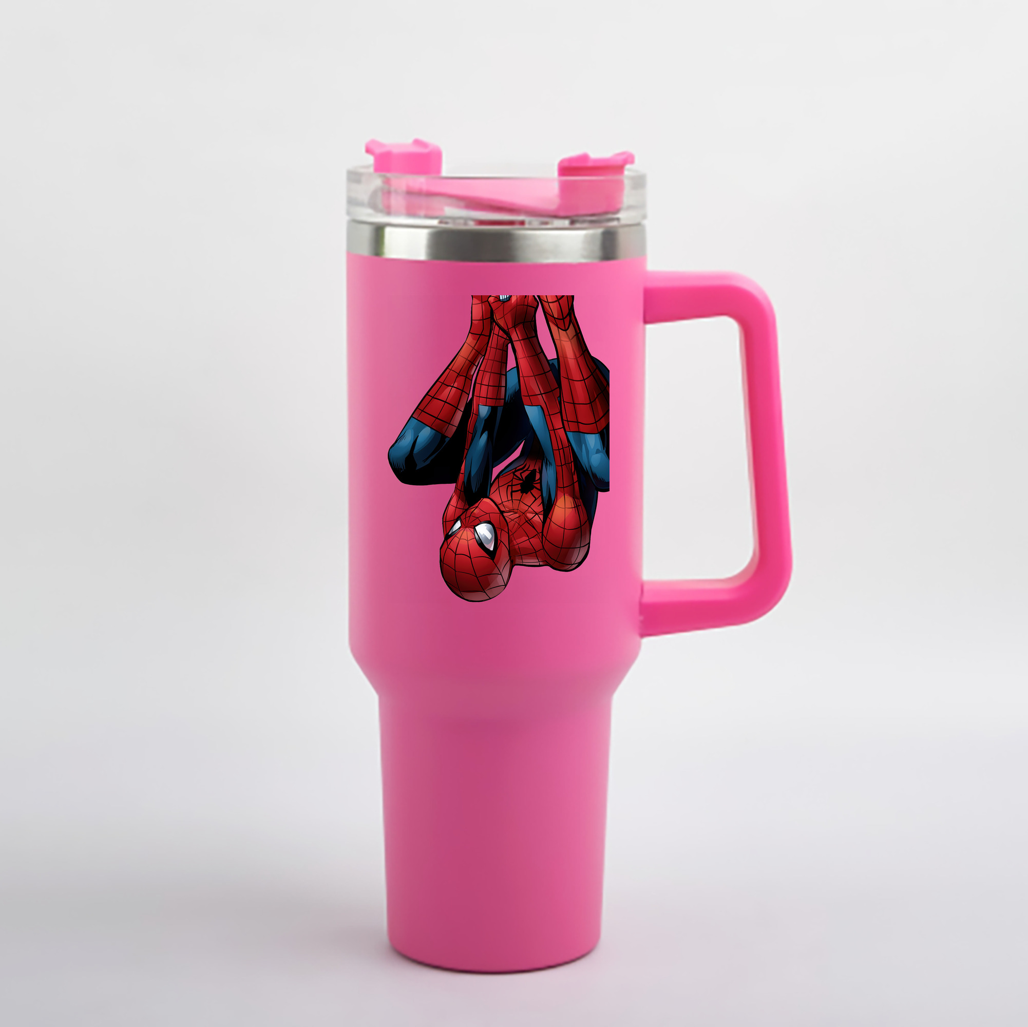 （画像用） Spider Man スパイダーマン 1200mL車用タンブラー - クリスタルステッカー（プラスチックストロー付き）